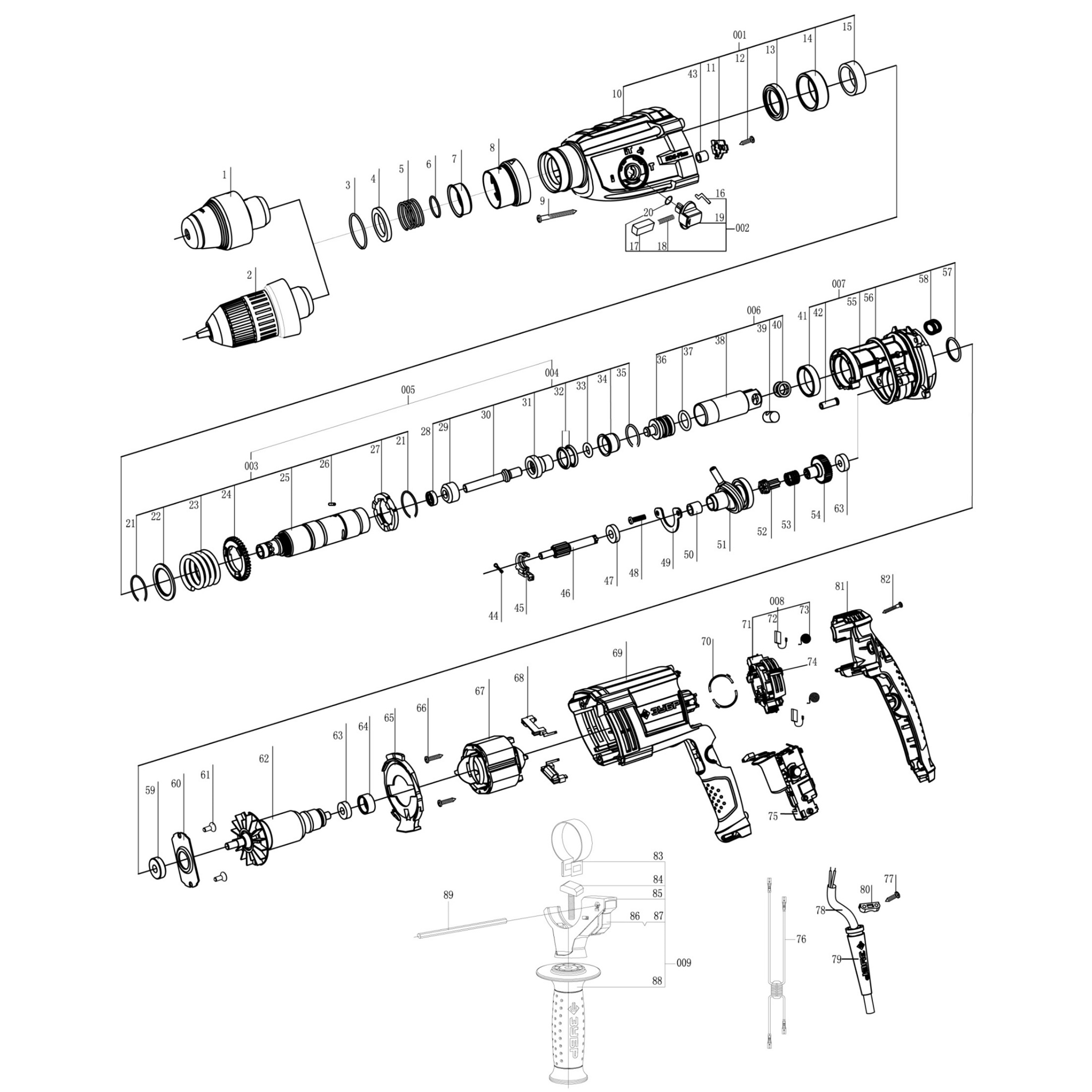 Перфоратор SDS-plus с металлическим редуктором ЗП-28-800 КМ
